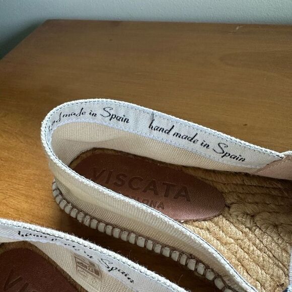 Viscata Barcelona Barceloneta Canvas Cream/Off White Espadrille Closer Toe Flat - Picture 4 of 13